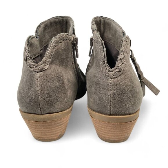 Report Dilly Gray Western‎ Ankle Boots, Size 8, Faux Suede, Side Zip, Braid Trim - Picture 6 of 9